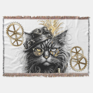 Professor Zahnradpfötchen Die funky Steampunk-Katz Decke