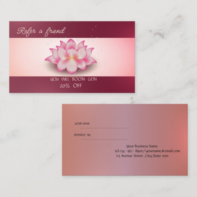 Proffesional Elegant Lotus Referral Card (Devant / Derrière)