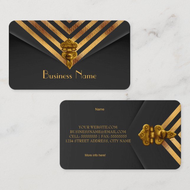Profil Business Gold Schwarzer Velvet Streifen Visitenkarte (Vorne/Hinten)