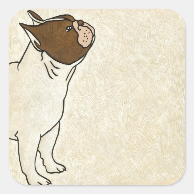 Profil des französischen Bulldog-Suchens Quadratischer Aufkleber (Vorderseite)