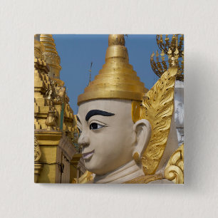Profil einer Buddha-Statue Button