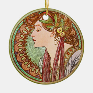 Profil einer Frau, Alphonse Mucha Keramikornament