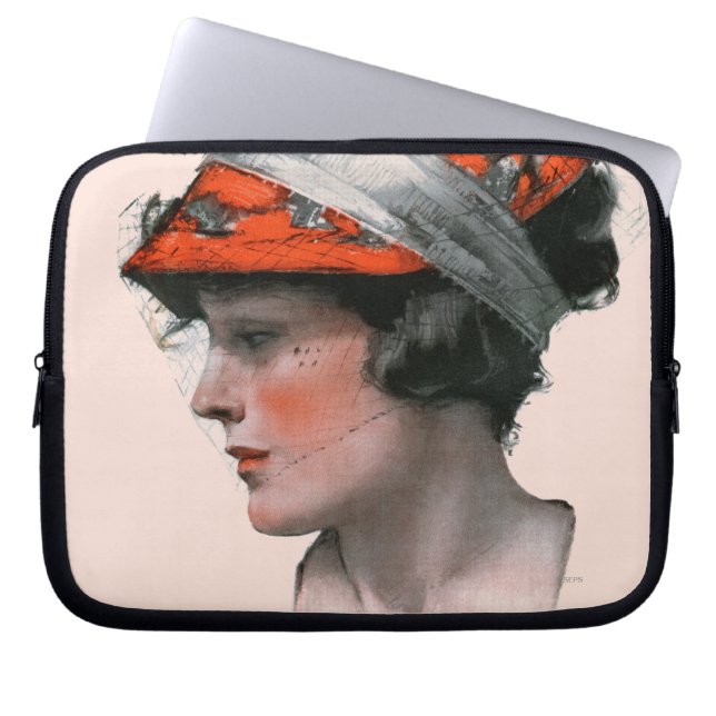 Profil einer Frau Laptopschutzhülle (Vorderseite)