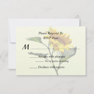 Profil einer Sonnenblume-Hochzeitkarte RSVP Karte