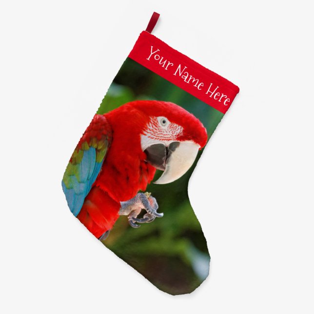 Profil eines Hübschen grünen Vogels Großer Weihnachtsstrumpf (Vorderansicht (hängend))