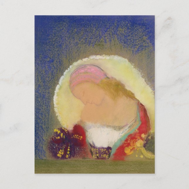 Profil eines Mädchens mit Blume, c.1900 Postkarte (Vorderseite)