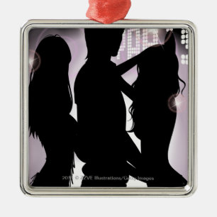 Profil eines Manntanzens mit Frauen in einem Ornament Aus Metall