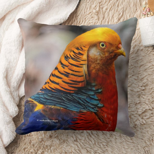 Profil eines roten Golden Pheasant Kissen (Decke)