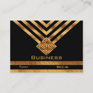 Profil Geschäftskarte Retro Schwarz Gold Streifen Visitenkarte