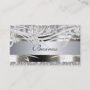 Profil Geschäftskarte Silber Floral Hochzeiten Visitenkarte