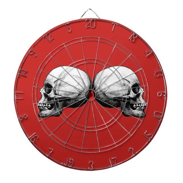 Profil-Schädel-Schwarzweiss-Dartscheibe Dartscheibe (vorne)