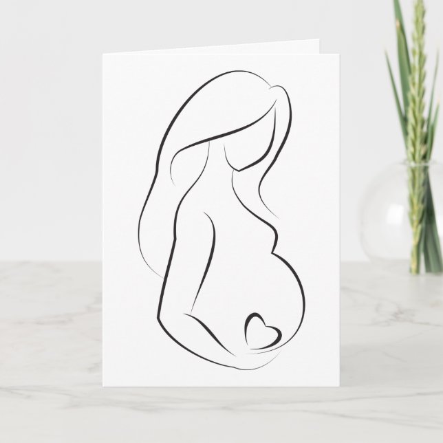 Profil-schwangere Frauen-Bauch-Herz Ankündigung (Vorderseite)