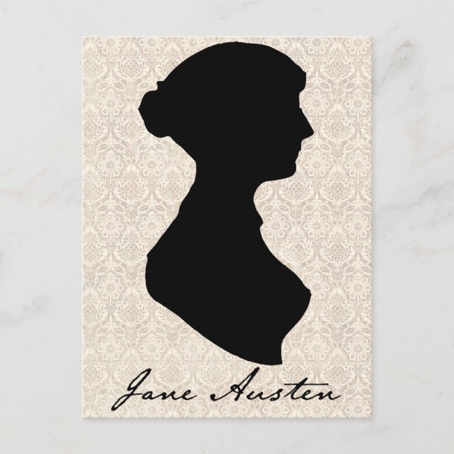 Profil-Silhouette Janes Austen Postkarte (Vorderseite)