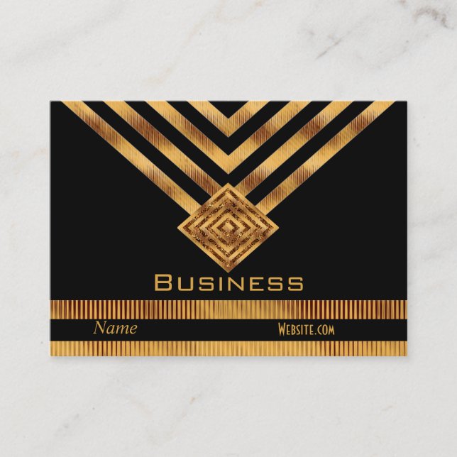 Profil Visitenkarte Retro Black Gold Streifen (Vorderseite)