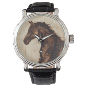 Profil wilden Pferds Browns Armbanduhr