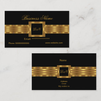 Profile Business Card Gold Monogram Black Visitenkarte