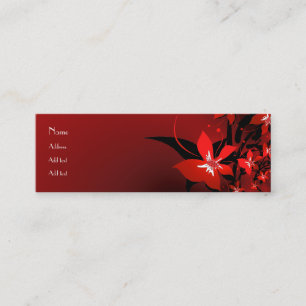 Profilkarte Geschäft Schattig Rot Floral lang Mini Visitenkarte