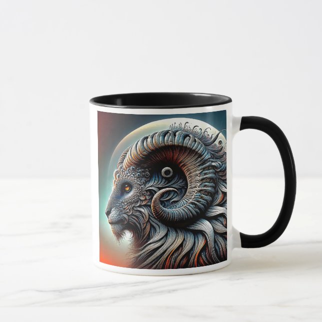 Profilporträt eines stilisierten Beliers. Tasse (Rechts)