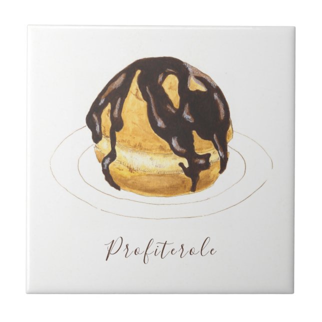 Profiterole Wasserfarbe Fliese (Vorderseite)