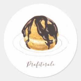 Profiterole Wasserfarbe Runder Aufkleber