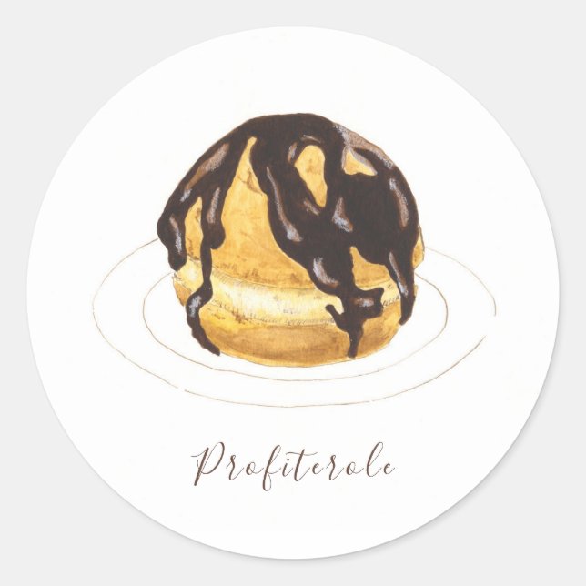 Profiterole Wasserfarbe Runder Aufkleber (Vorderseite)