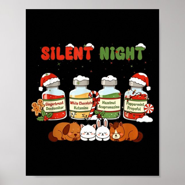 Profol Silent Night Funny Vet Tech Christmas  Poster (Vorne)