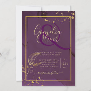 PROFONDE VIE OR FEUILLES Mariage Invitation