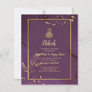 PROFONDE VIE OR FEUILLES Mariage Invitation