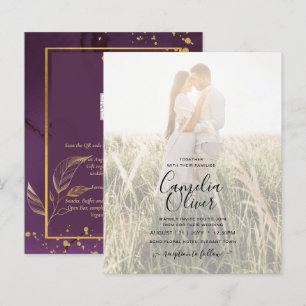 PROFONDE VIE OR FEUILLES Mariage Invitation
