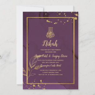 PROFONDE VIE OR FEUILLES Mariage Invitation