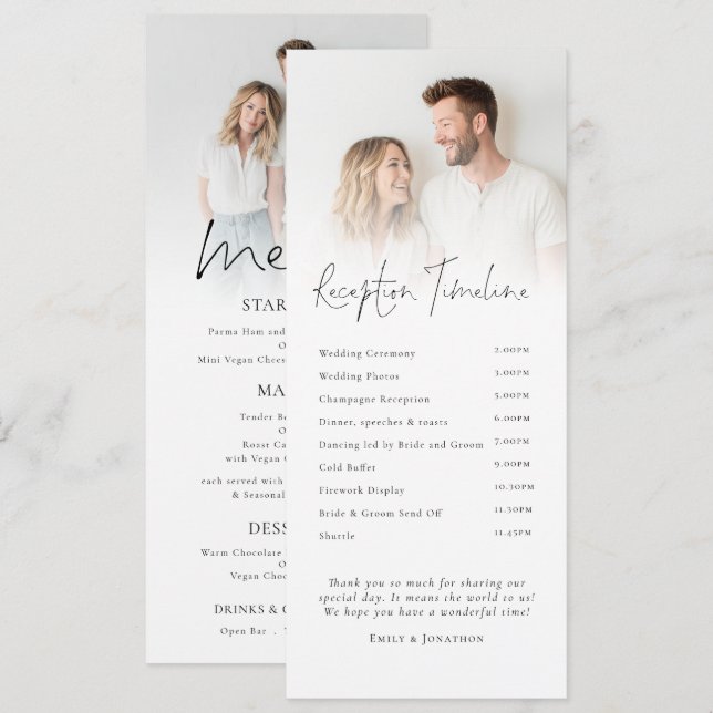 Program and Menu 2 Photo Overlay Wedding (Devant / Derrière)