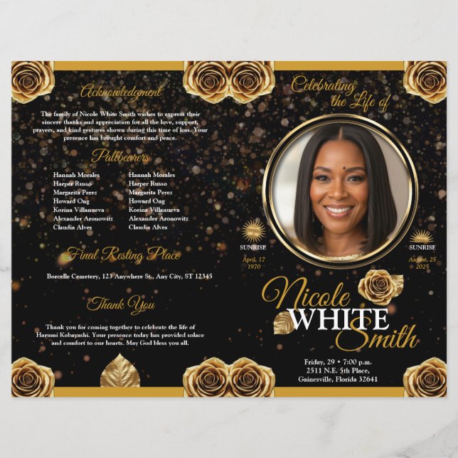 Programa de Celebración de la Vida de Oro y Negro (Vorderseite)