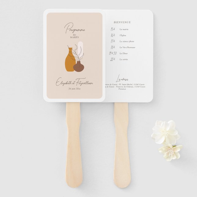 Programm "Boho Minimalistisch Vases Order of Event Fächer (Vorne und Hinten)