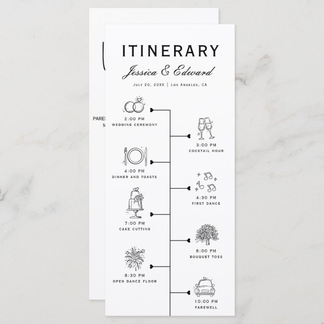 Programm für das Hochzeitspaziergang Party Schwarz (Vorne/Hinten)