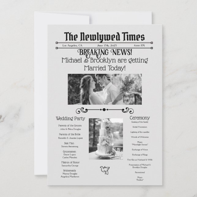 Programm für personalisierte Hochzeitspapiere (Vorderseite)