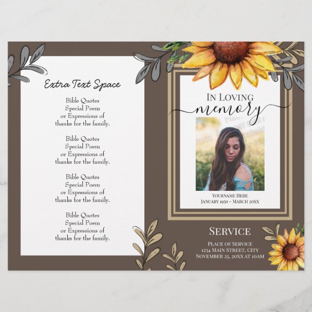 Programm für Sonnenblumen Einfaches Foto (Vorderseite)