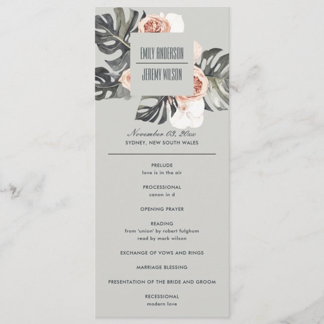 PROGRAMM "GRAY RUST MONSTERA FLORAL WEDDING CEREMO (Vorderseite)