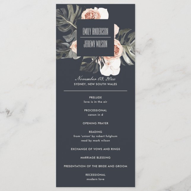 PROGRAMM "NAVY RUST MONSTERA FLORAL WEDDING CEREMO (Vorderseite)