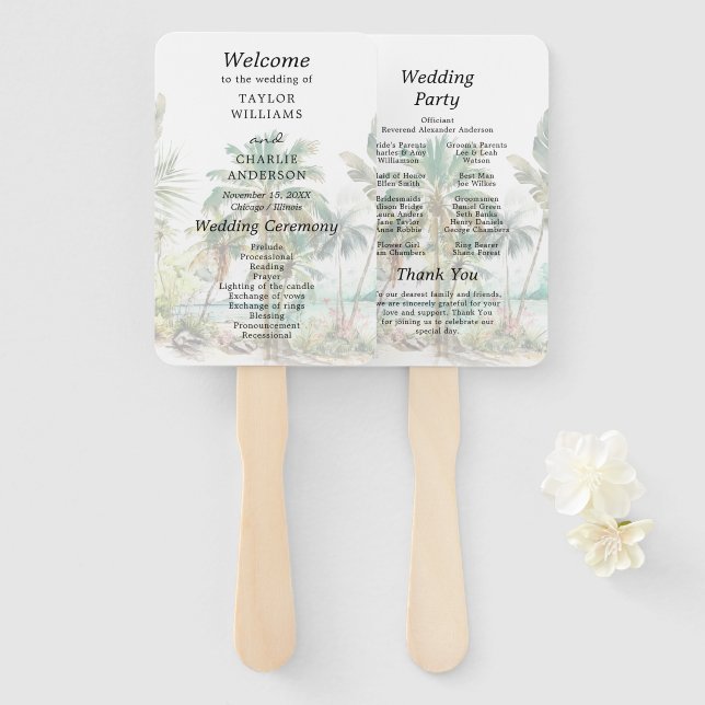 Programm Tropical Beach Hochzeit in Urlaubsort Fächer (Vorne und Hinten)