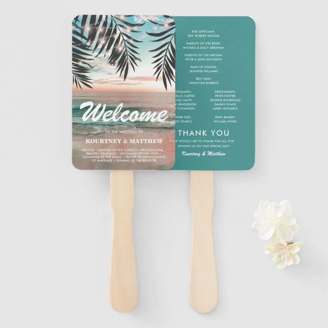 Programm Tropical Beach Hochzeit in Urlaubsort Fächer (Vorne und Hinten)