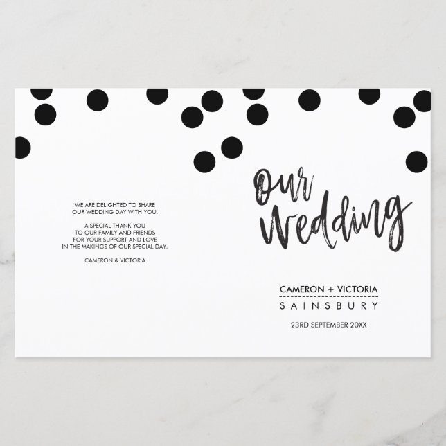 PROGRAMM "WEDING CEREMONY" handgeschriebene schwar (Vorderseite)
