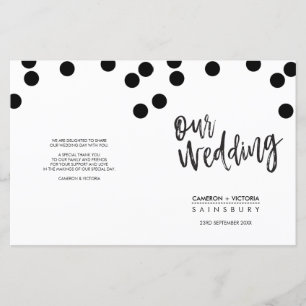PROGRAMM "WEDING CEREMONY" handgeschriebene schwar