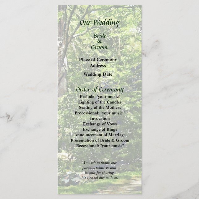 Programm "Weg in Park-Hochzeiten" (Vorderseite)