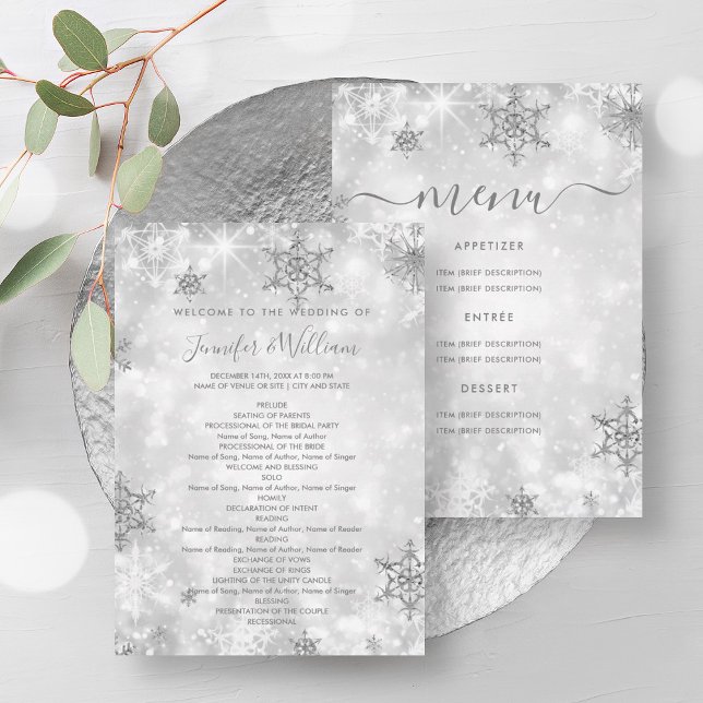 Programm zum Feierlichen Silver Winter Wedding (Festive Silver Winter Wedding Menu Program)