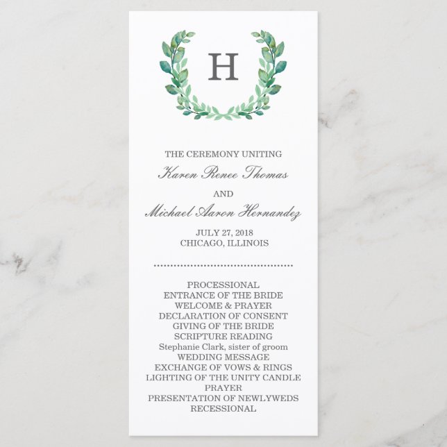 Programm zur Hochzeit von Naturkranken (Vorderseite)