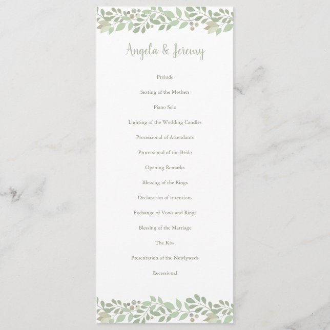 Programm zur LIEBE von Olivenzweigen (Vorderseite)