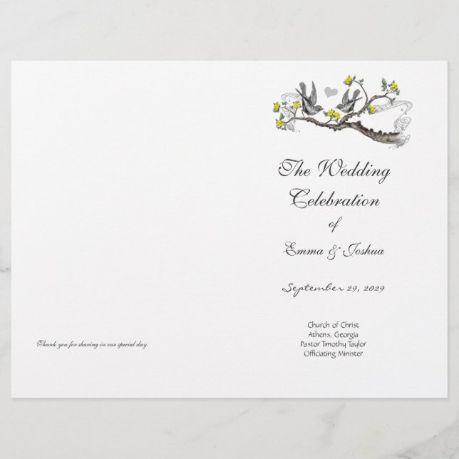 Programmabdeckung für Vintage Vogelgelbe und Graue (Vorderseite)