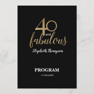 Programme 40 ans et fabuleux 40e Anniversaire Doré Paillette