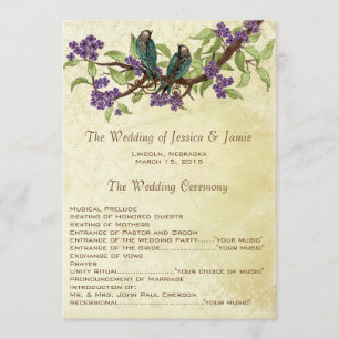 Programme 5 x 7 Inséparables Vintages Tea Stain Wedding Prog