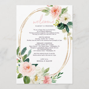 Programme Airy Blush Floral Mariage Itinéraire de bienvenue
